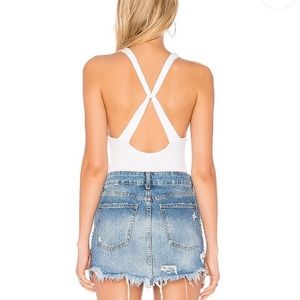 Free People Sporty Ribbed Criss Cross Bodysuit